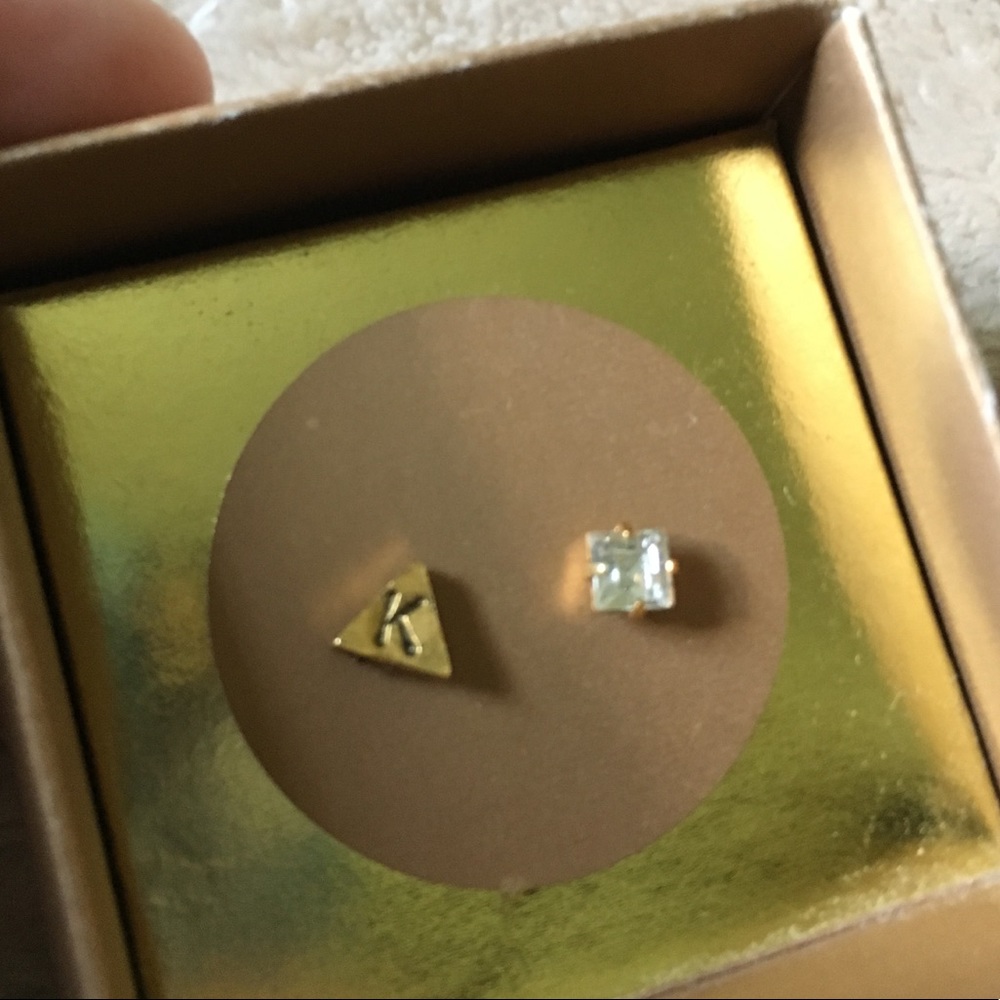 K and Crystal Stud Earrings